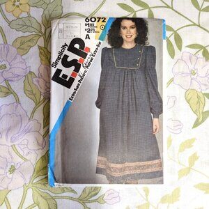 Vintage 80s Sewing Pattern UNCUT Simplicity ESP 6072 Size 10-12-14